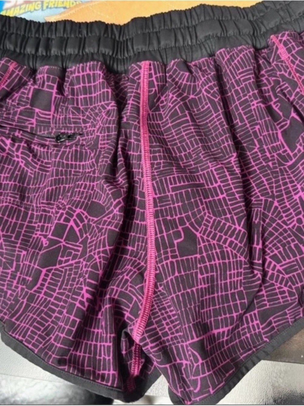 lululemon athletica Black Shorts with Pink Grid Print